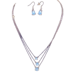Prism Necklace and Earrings Triple Strand